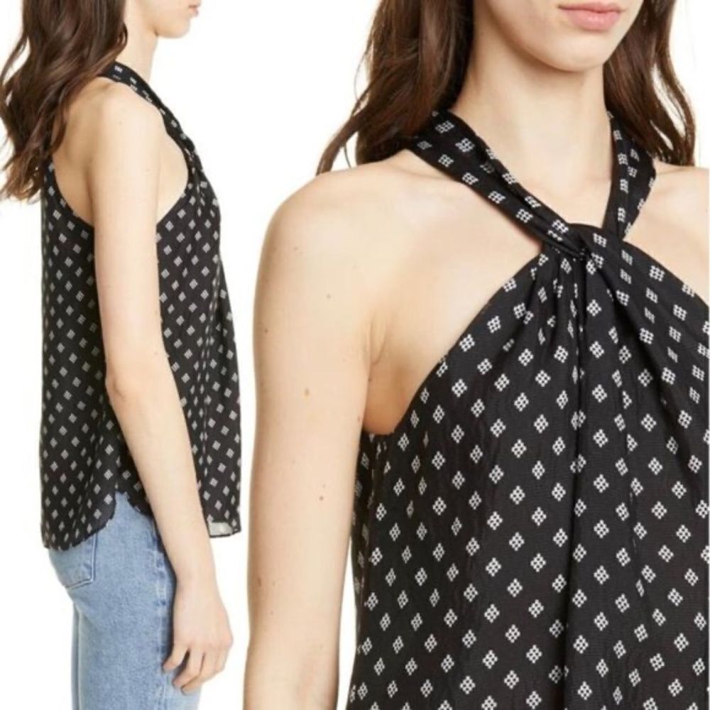NWT Joie Black Twist Lisie Neck Silk Tank Top/Cami Blouse Career Sz XS